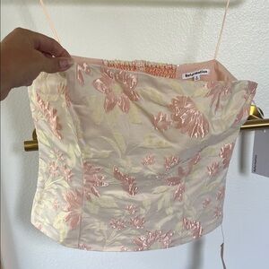 Reformation Pink and Cream Floral Bustier